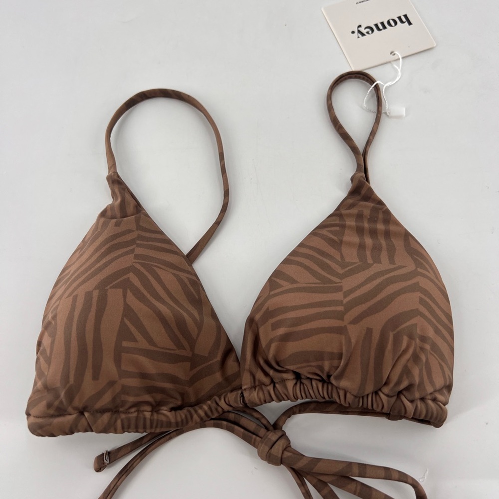 Honey Brown print Triangle Bikini Top